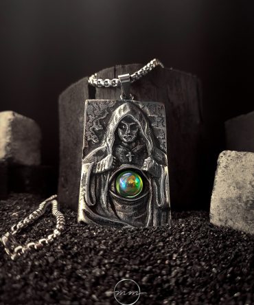 گردنبند مردانه راهبه از جنس استیل با گردنبند ویتالی نقره ای