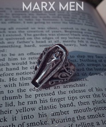 انگشتر مردانه تابوت نقره ای از جنس استیل