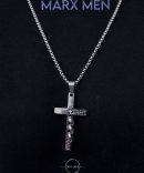گردنبند مردانه صلیب نقره ای سه حلقه ای با زنجیر ویتالی