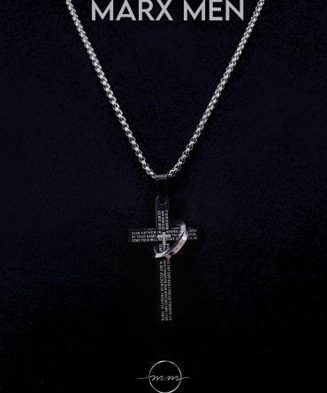 گردنبند مردانه صلیب مشکی تک حلقه ای با زنجیر ویتالی