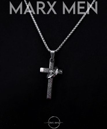 گردنبند مردانه صلیب نقره ای تک حلقه ای با زنجیر ویتالی